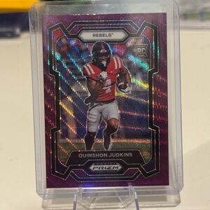 2024 Quinshon Judkins Purple Panini Prizm Rookie Draft Picks card. Cleveland